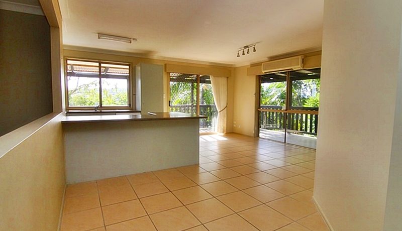 kitchen and tiled living dining